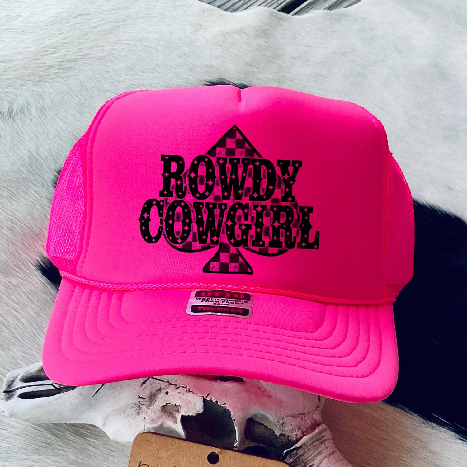 Rowdy Cowgirl Checkered Western Trucker Hat