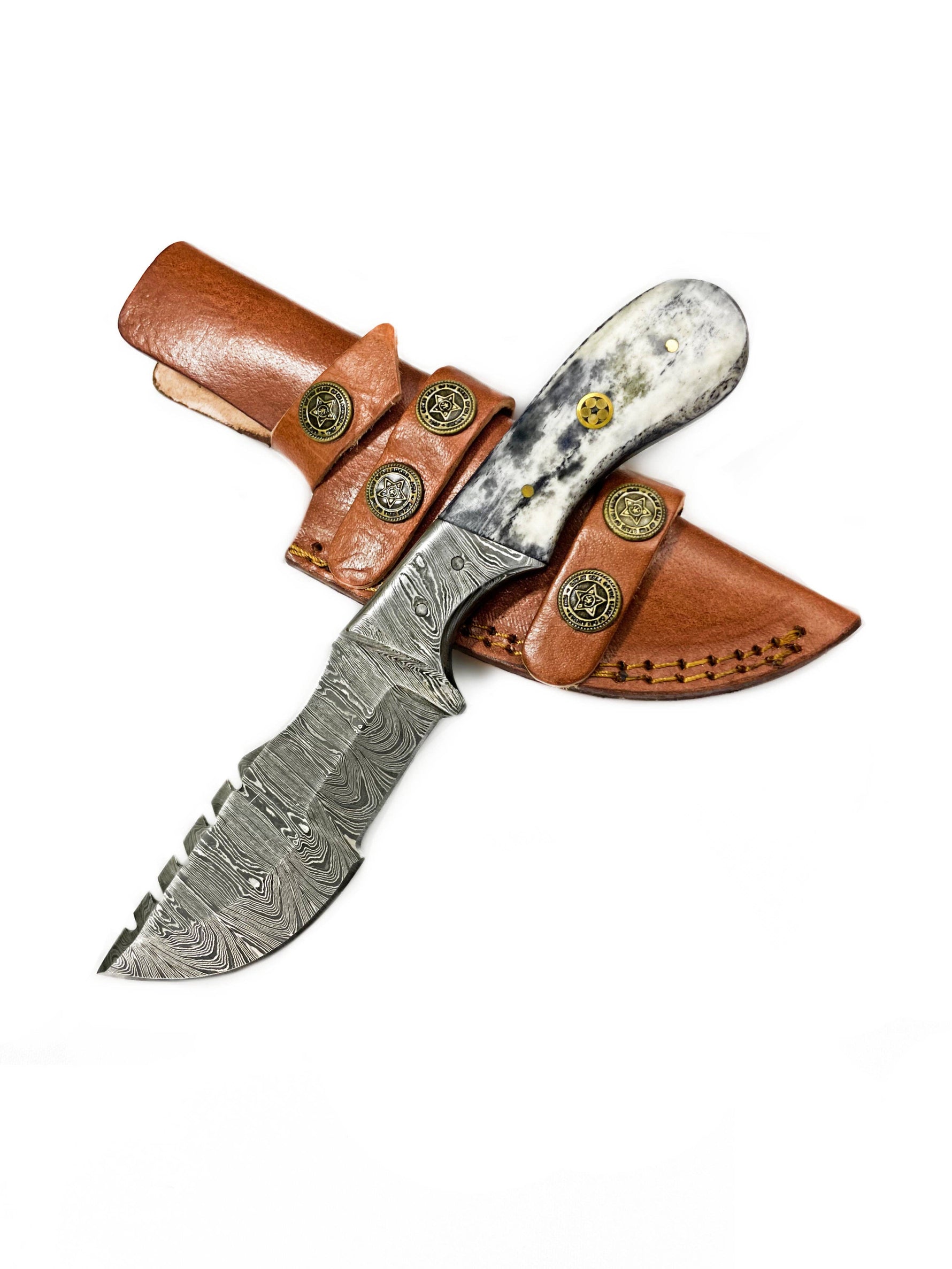 Decorative knife with a sheath on a white background