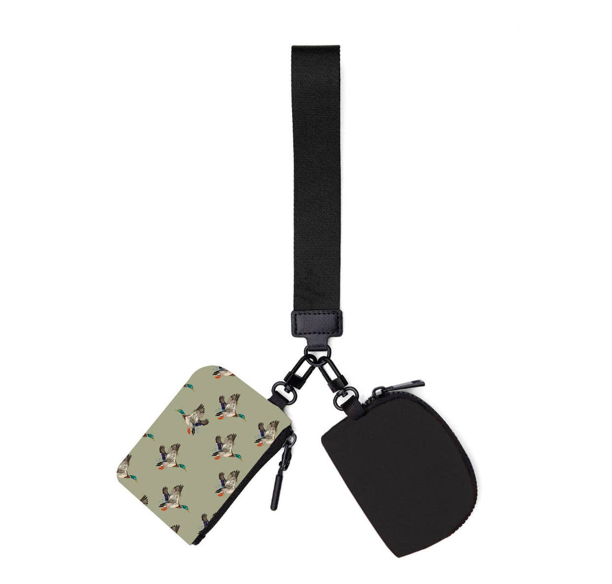 Set of two pouches with a strap on a white background