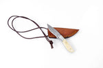Knife with a leather sheath on a white background