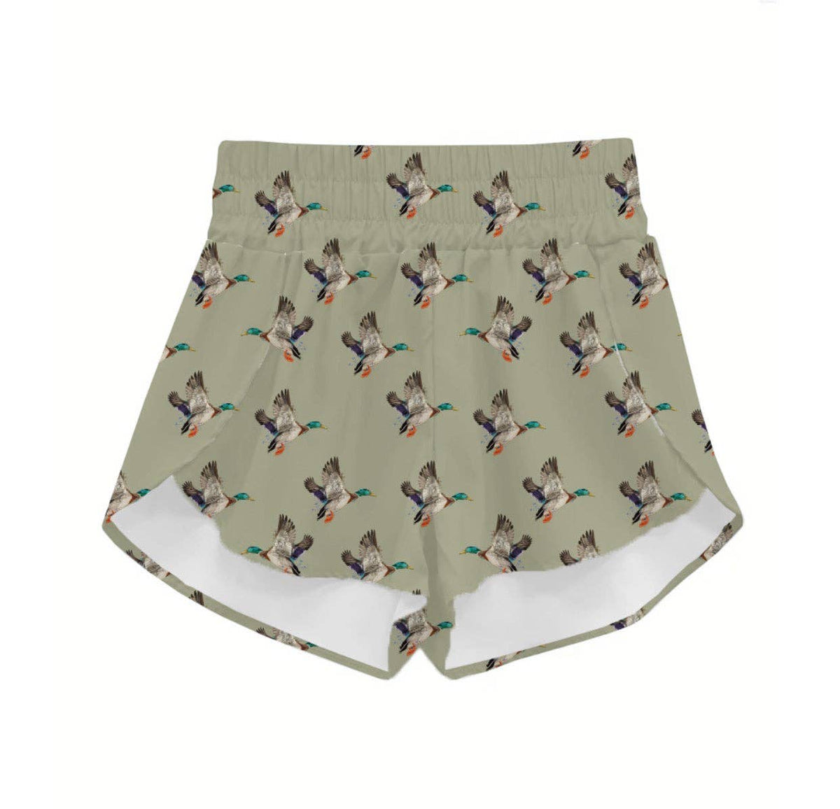 Shorts with duck pattern on a white background