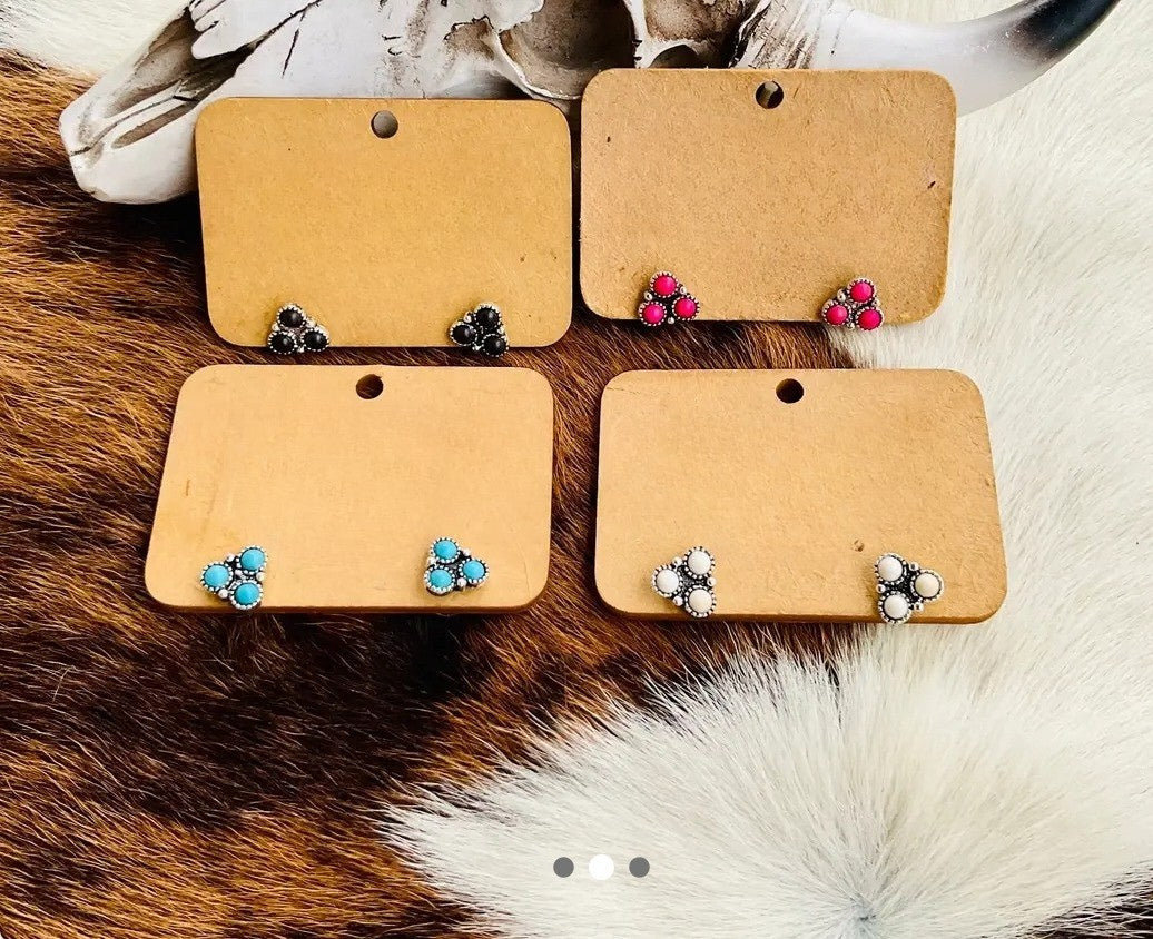 Western Triangle Stone Stud Earrings